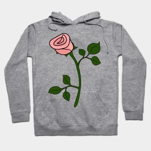 Single Pink Rose - simple illustration Hoodie